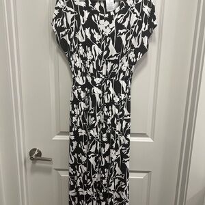 Serra Black and White Floral Dress